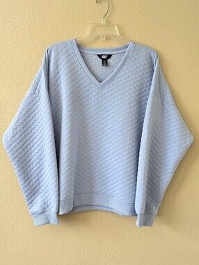 Lands End Womens Plus Size Blue Quilted V-Neck Sweater - Size XXL